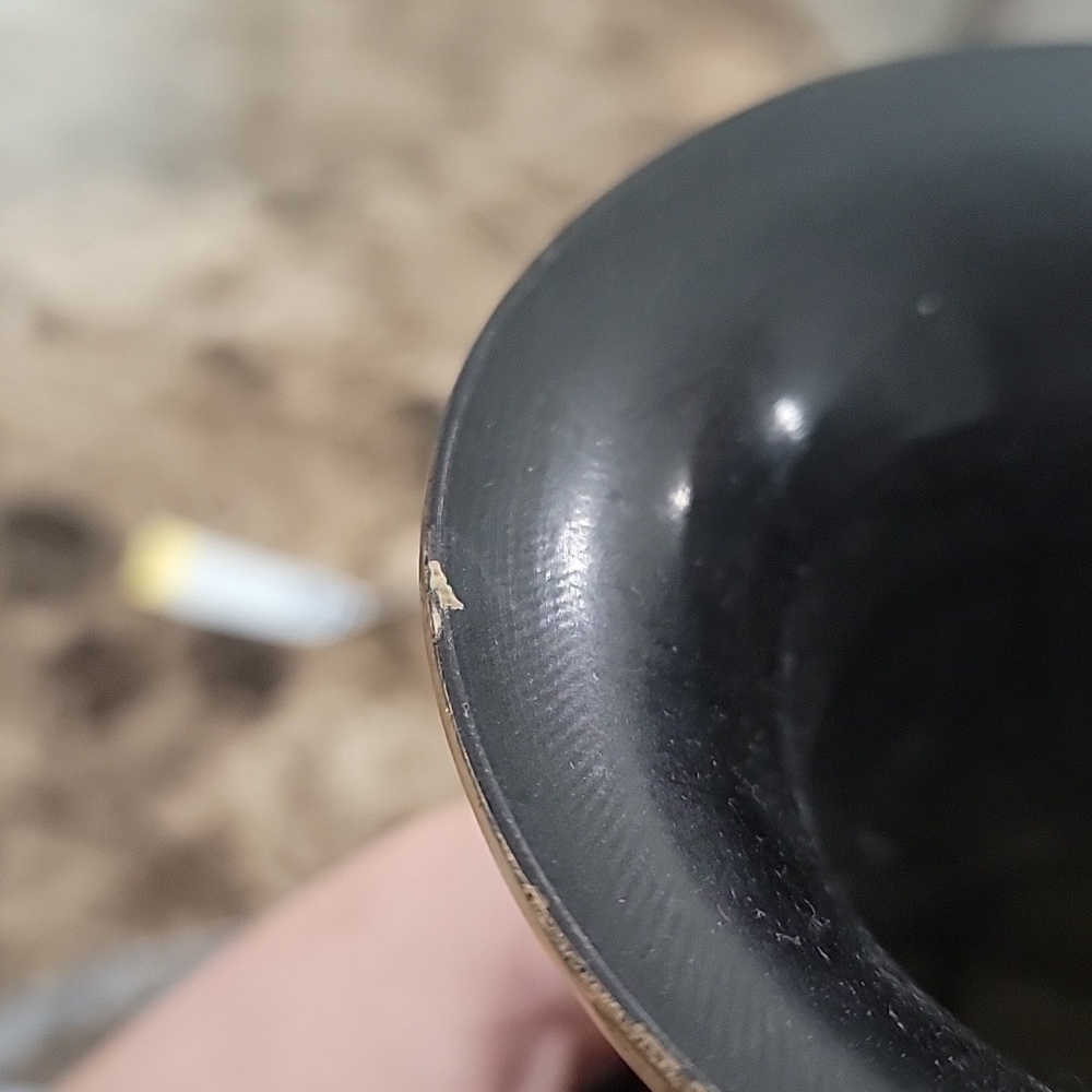 Vintage Black and Gold Brass Vase | Hand Etched Floral Solid Brass BH - Picture 7 of 7
